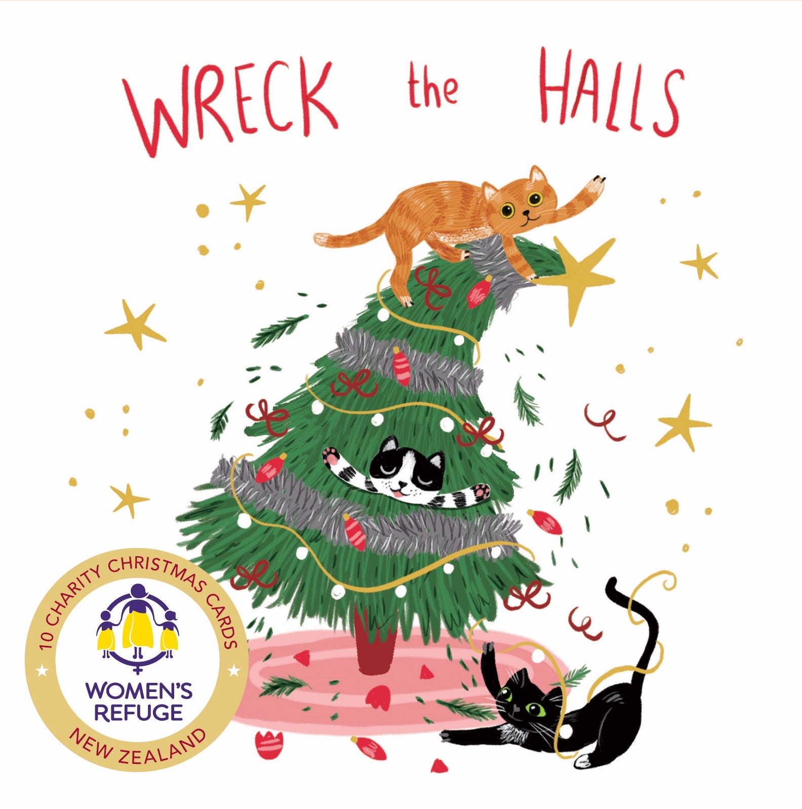 Women's Refuge Xmas Card 10pk - Wreck The Halls