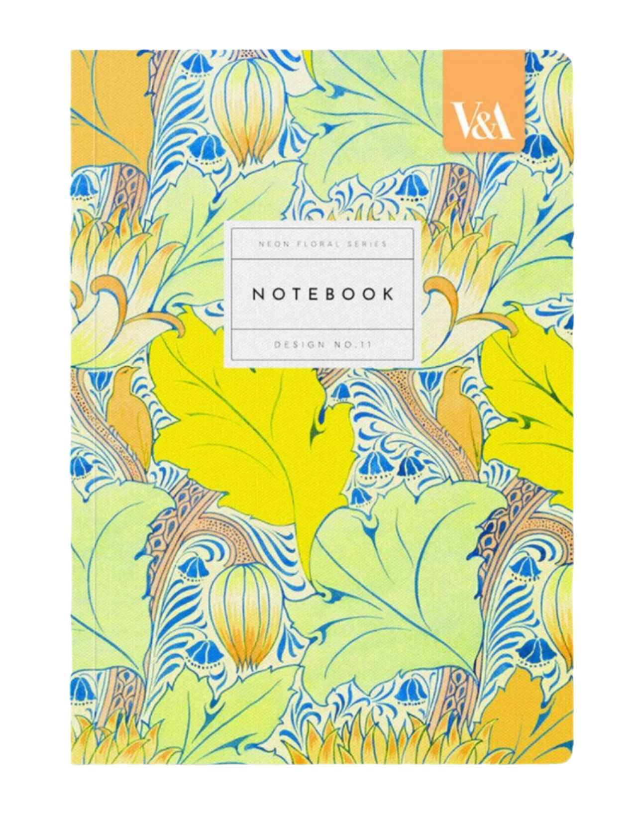 V&A A5 Soft Cover Notebook - No. 11 Neon Floral Leaf