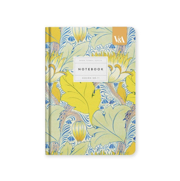 V&amp;A Neon Floral A5 Hardback Notebook - No. 11 Arts &amp; Crafts