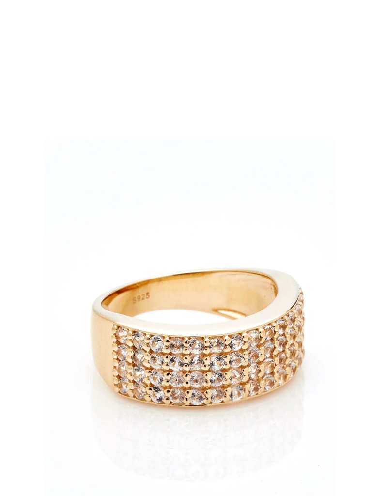 Silk &amp; Steel Luminosa Ring - White Topaz / Gold
