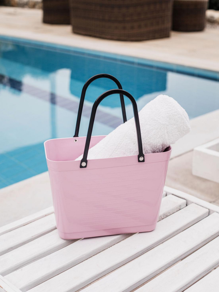 Hinza Green Plastic (Sugar Cane) Bag Small - Dusty Pink