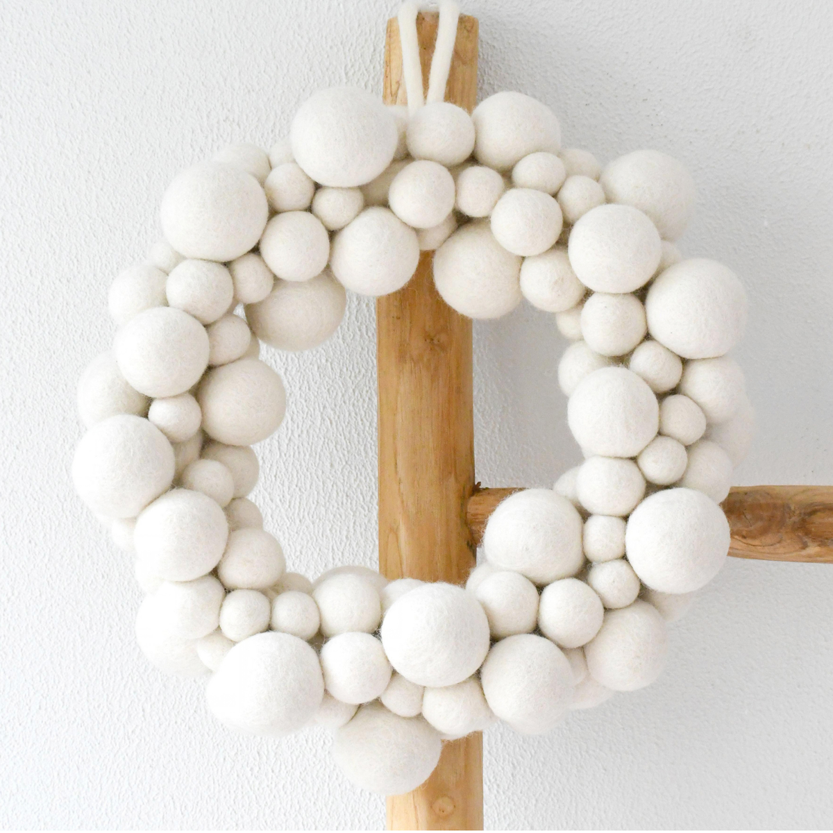 Christmas Wreath - White Felt Ball