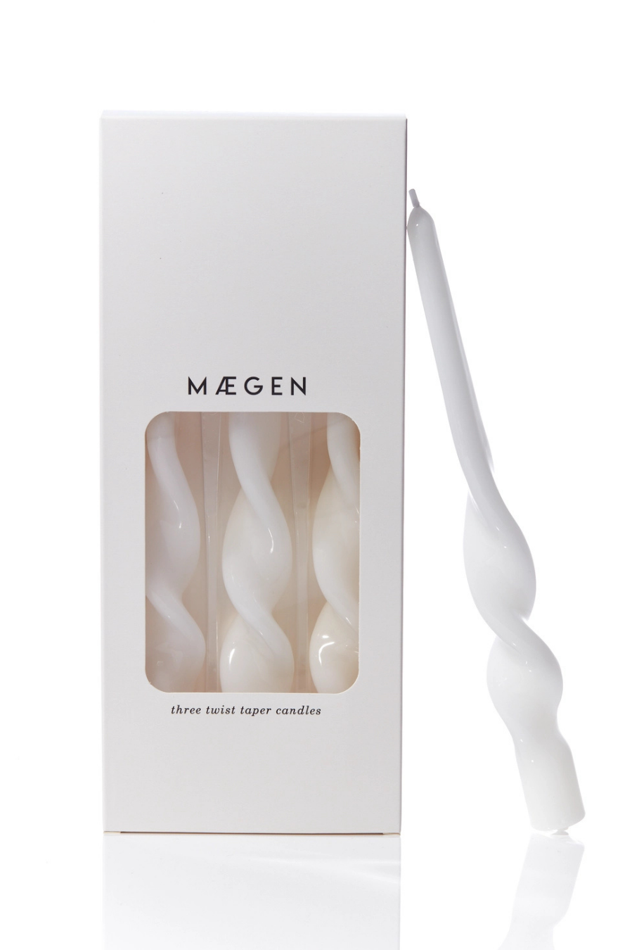 MÆGEN Twist Taper Candles Pack 3 - Ice White