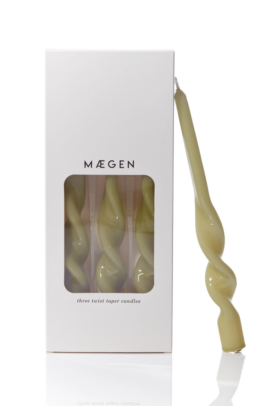 MÆGEN Twist Taper Candles Pack 3 - Leaf Green