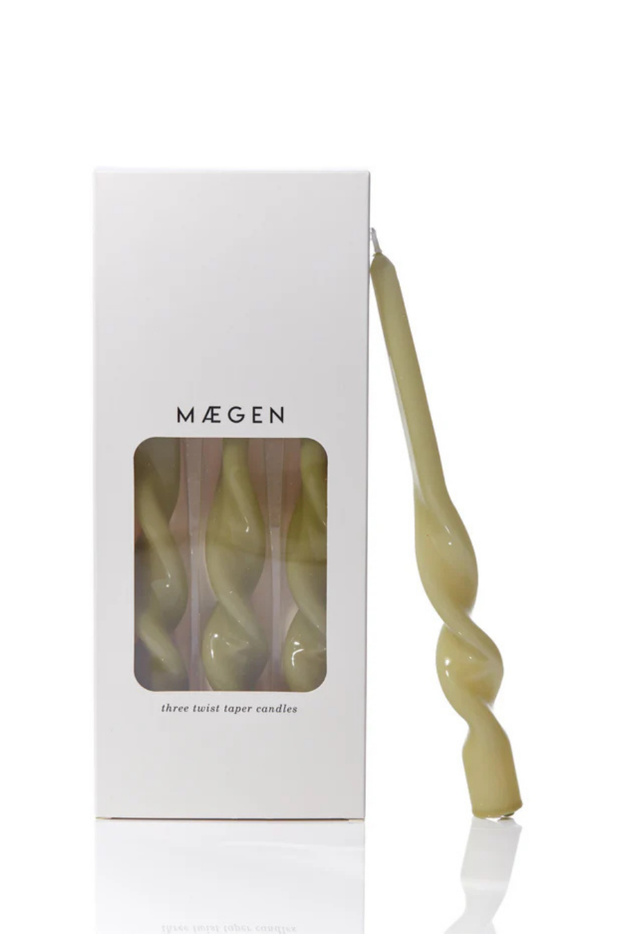 MÆGEN Twist Taper Candles Pack 3 - Leaf Green