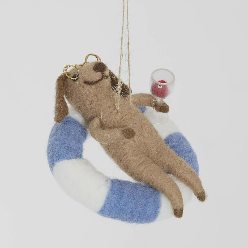 Felt Christmas Decoration - Lounging Dog