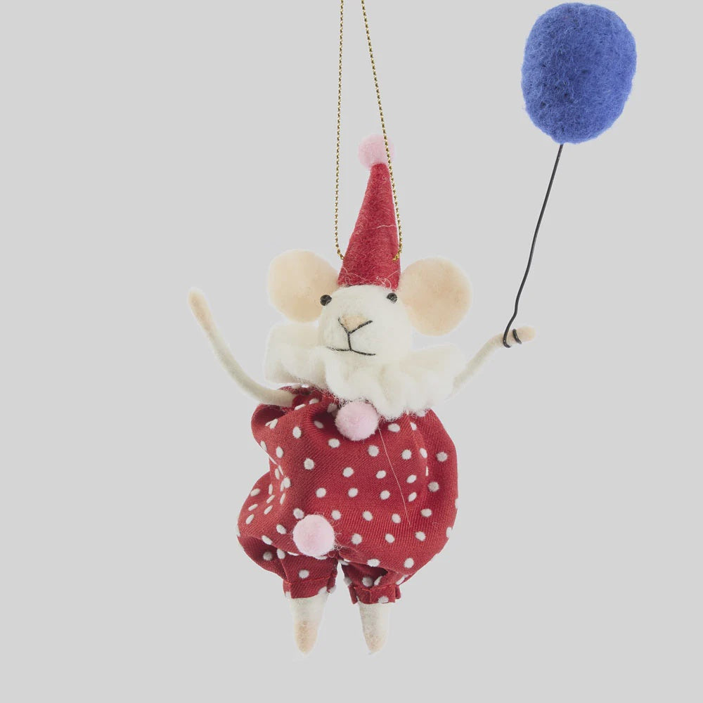 Felt Christmas Decoration - Big Top Squeak Balloon Mouse
