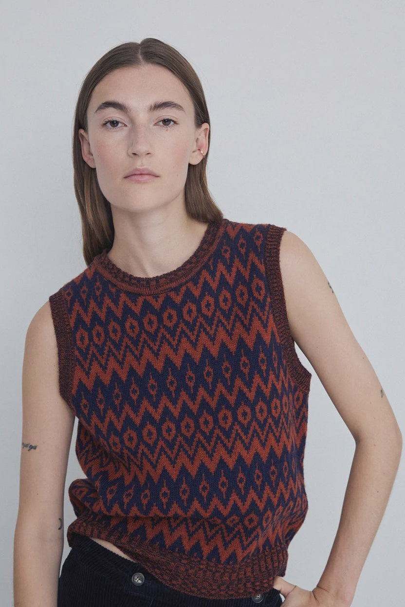 Yerse Vest - Navy Rust