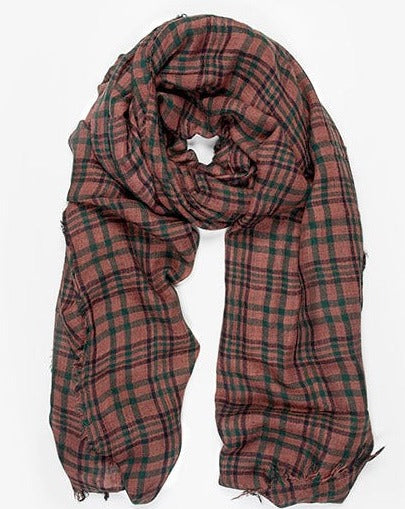 Antler Rosewood Check Scarf