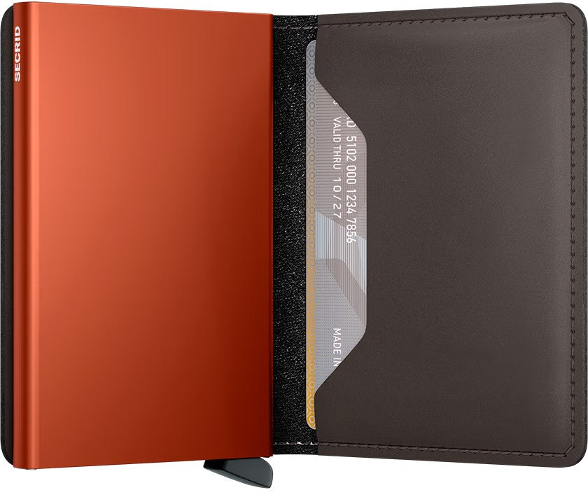 Secrid Slimwallet - Matte Truffle & Orange