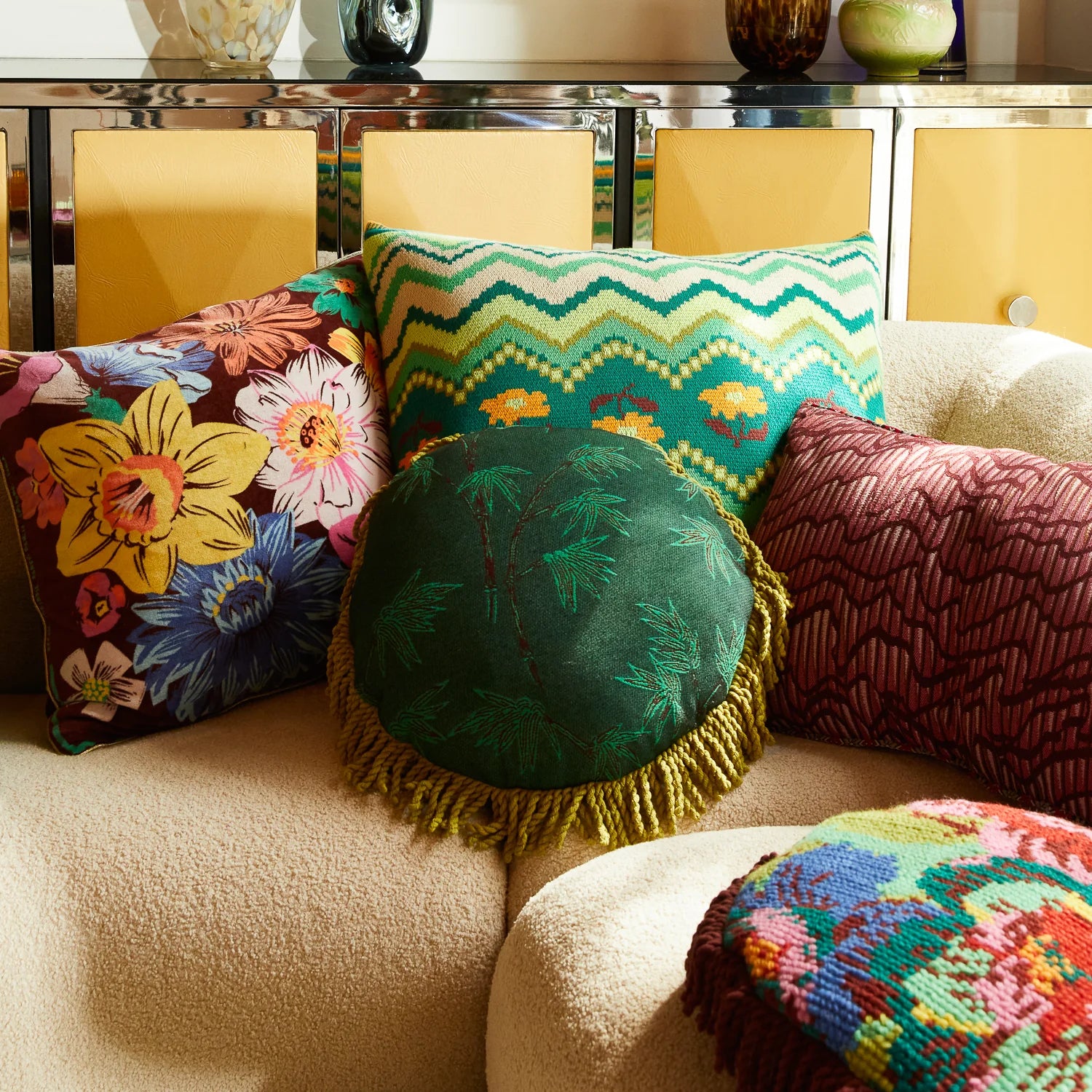 Sage x Clare Aneta Jacquard Cushion