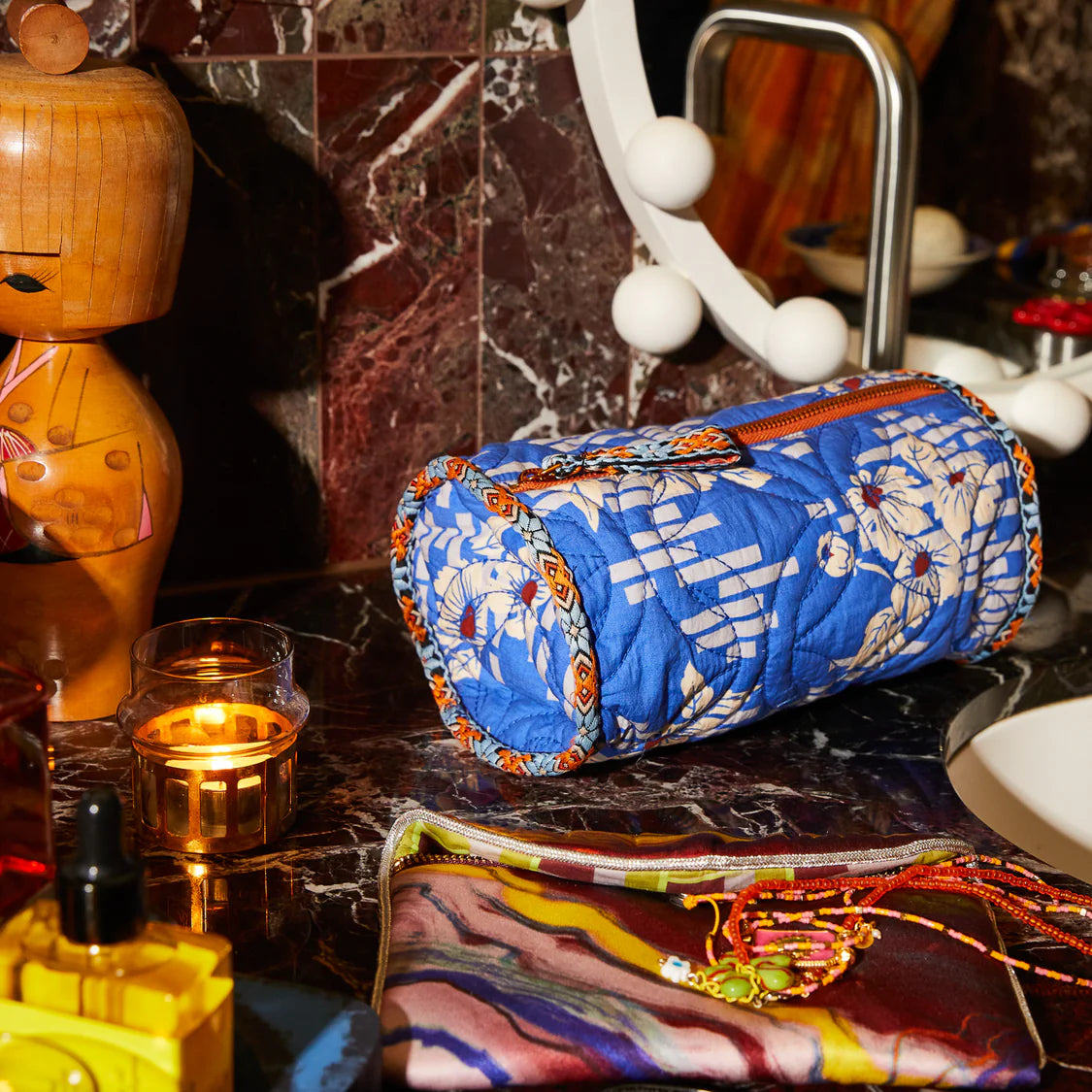 Sage and Clare Marta Makeup Bag - Ultramarine