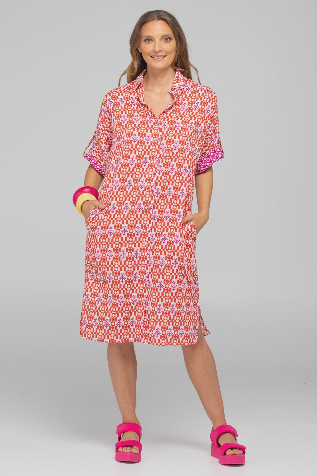 Boom Shankar Maui Shirt Dress - Naples Pomodorro