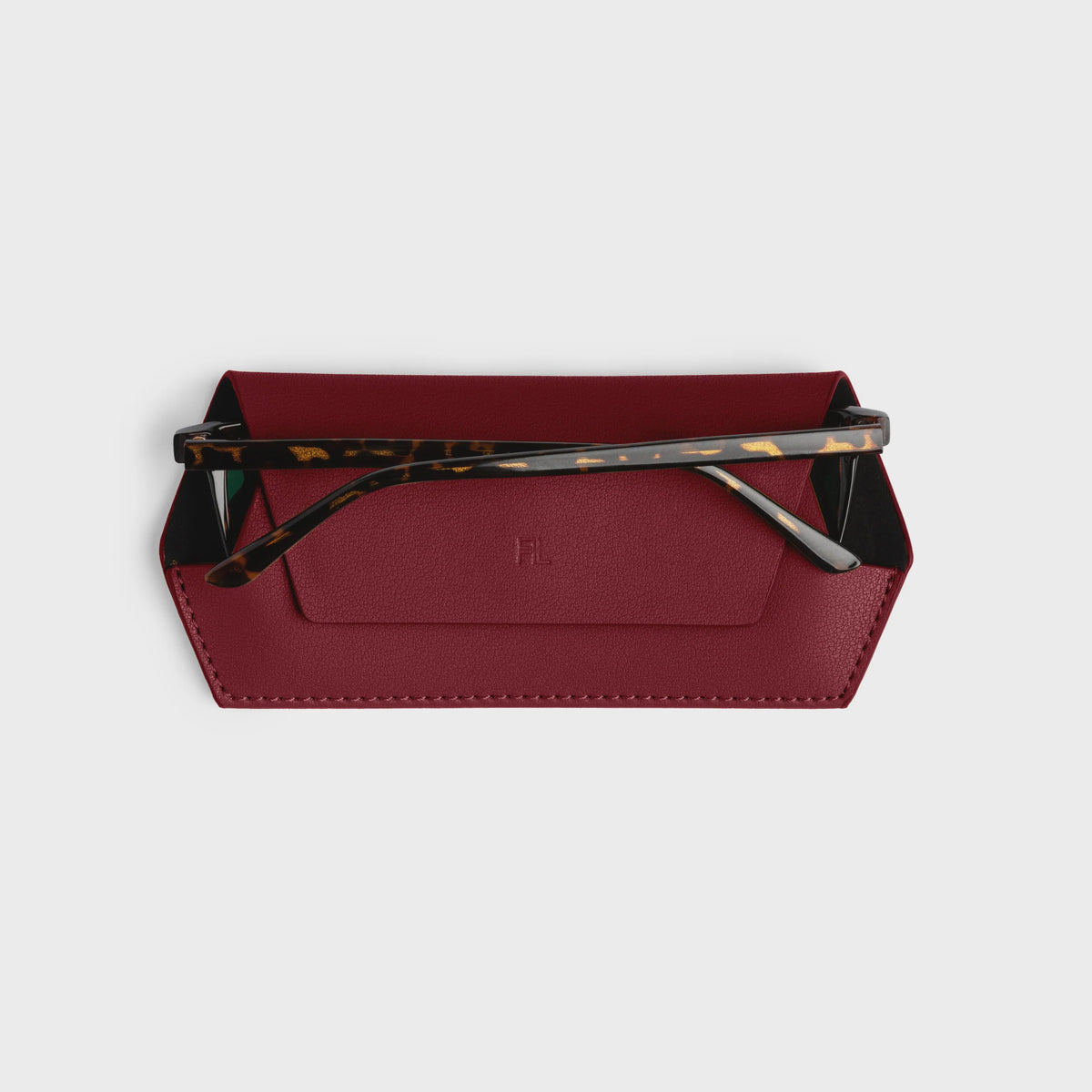 Fox and Leo Slimline Glasses Case - Burgundy