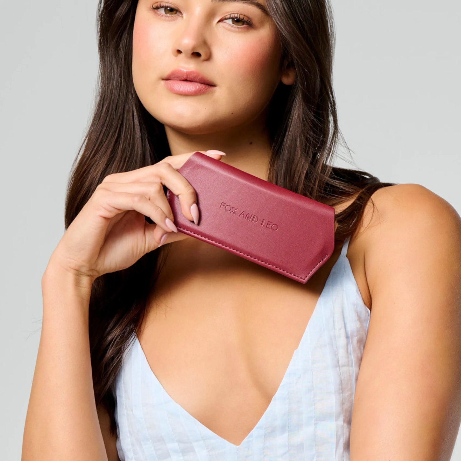 Fox and Leo Slimline Glasses Case - Burgundy