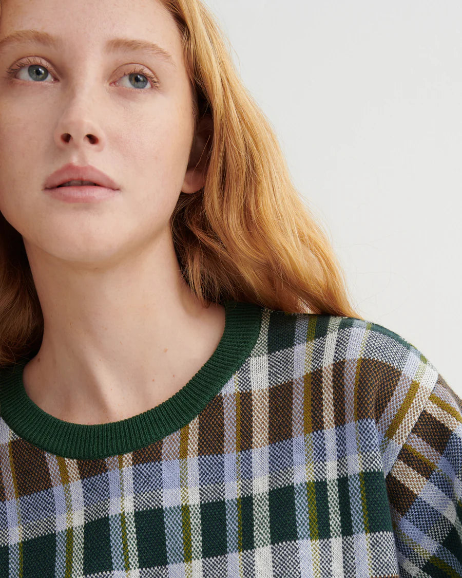 Kowtow Chequered Tee - Forest