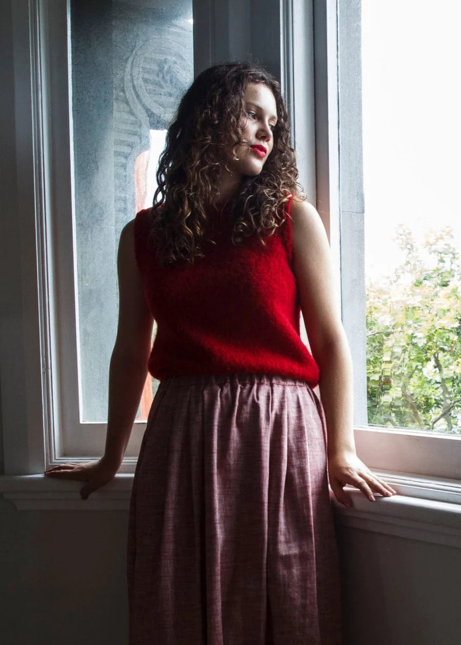 Dalston Sapphire Skirt - Ruby Herringbone