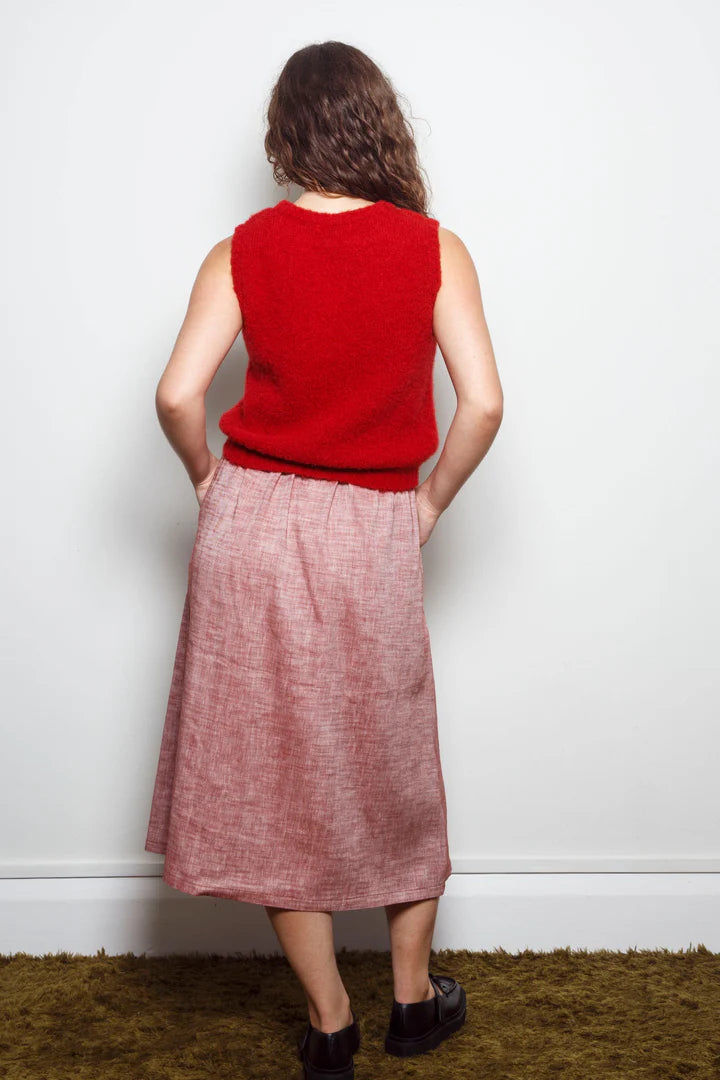 Dalston Sapphire Skirt - Ruby Herringbone