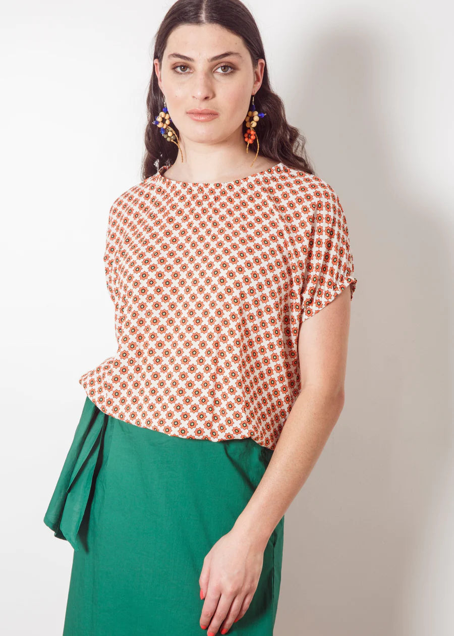 Dalston Izzy Top - Ochre Print