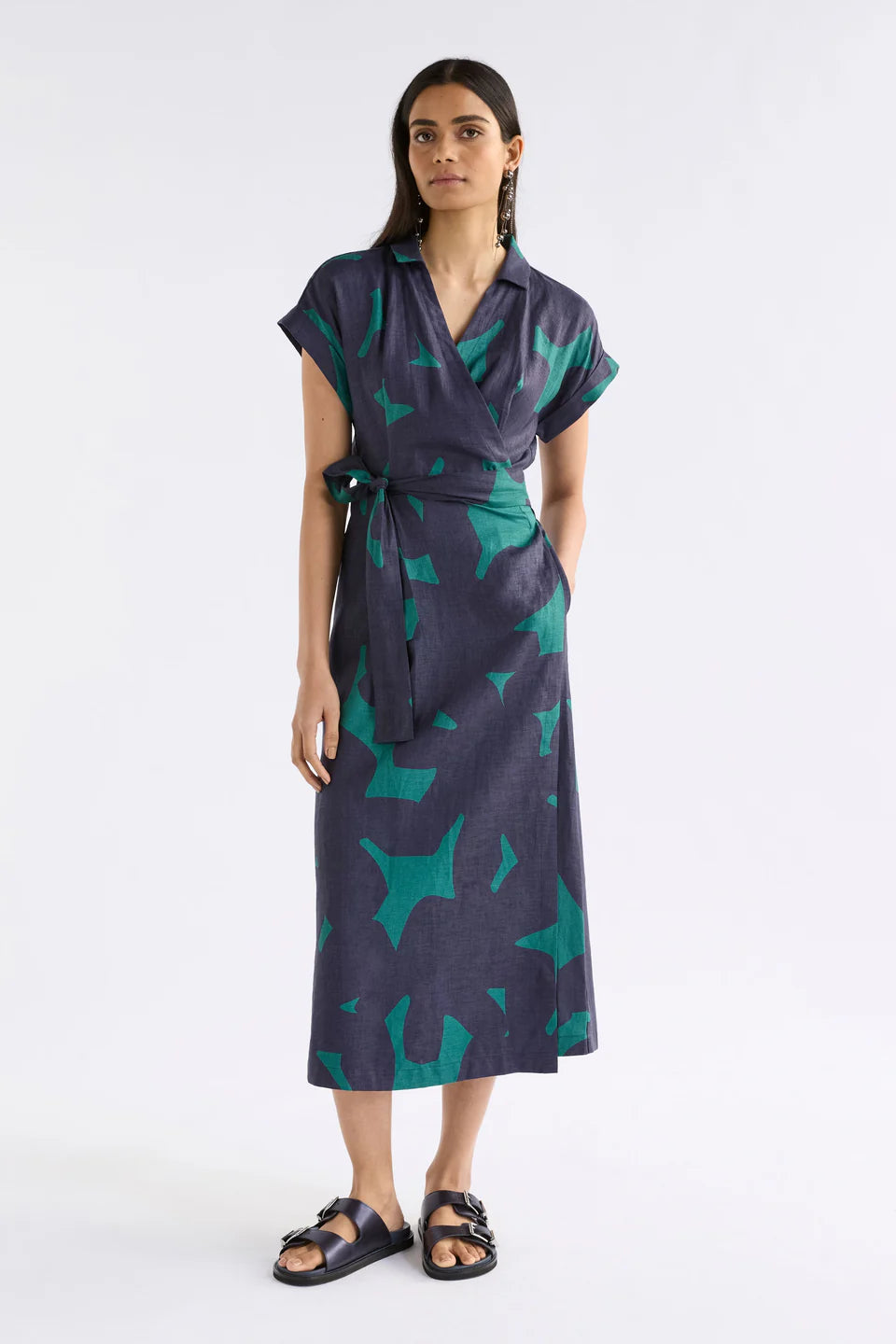 Elk Minnen Wrap Dress -Teal Tera