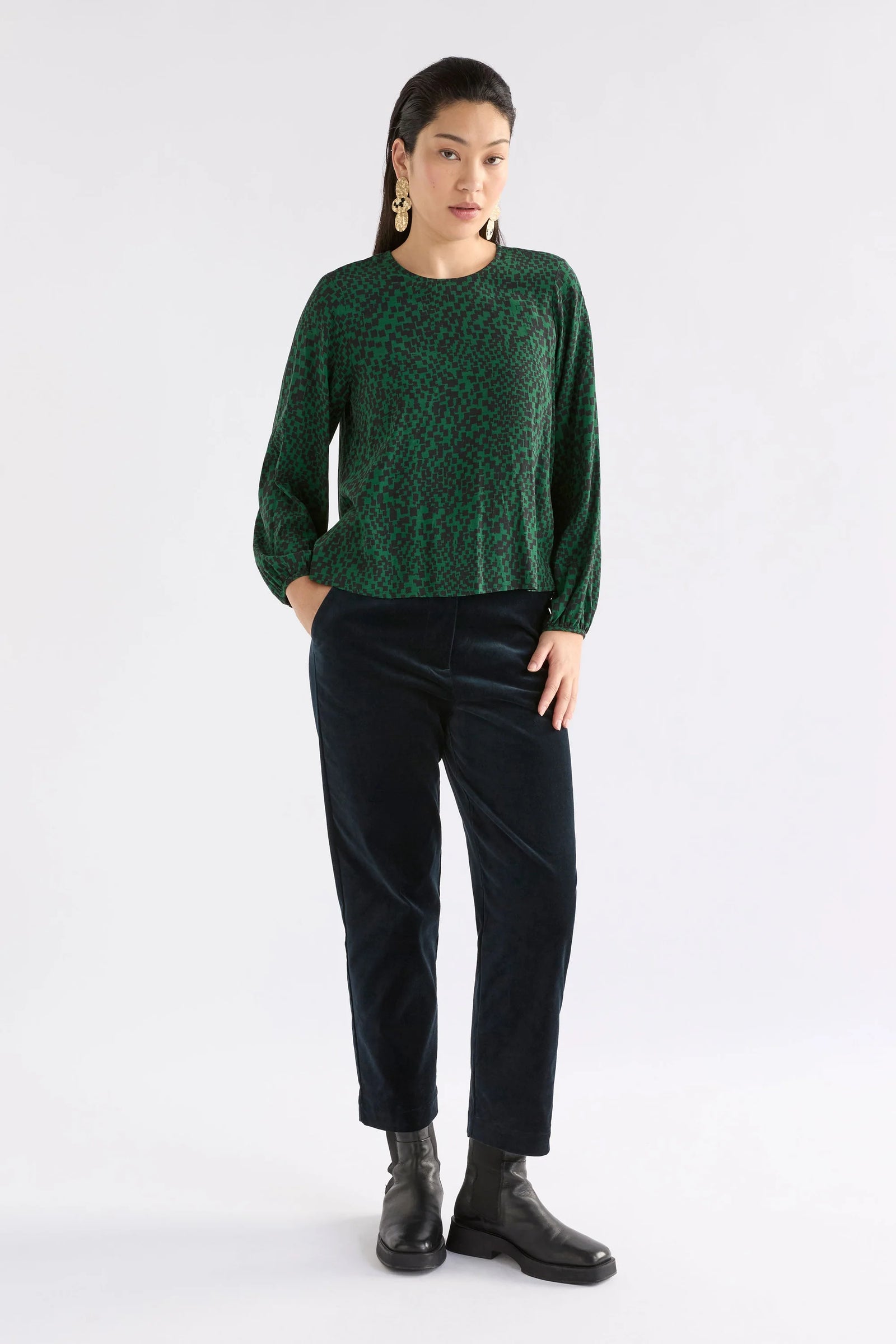 Elk Muraa Top - Green Sinda Print