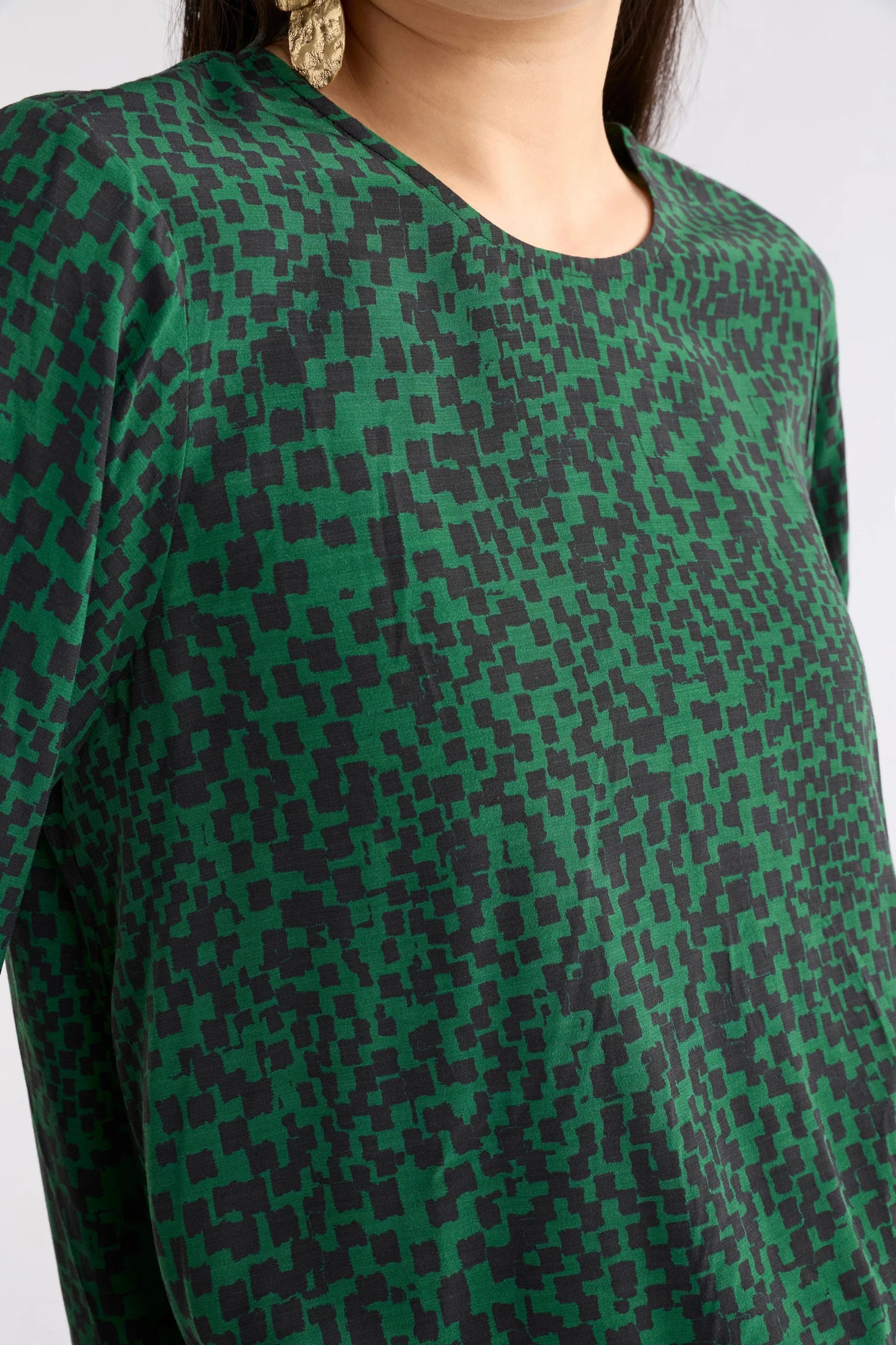 Elk Muraa Top - Green Sinda Print