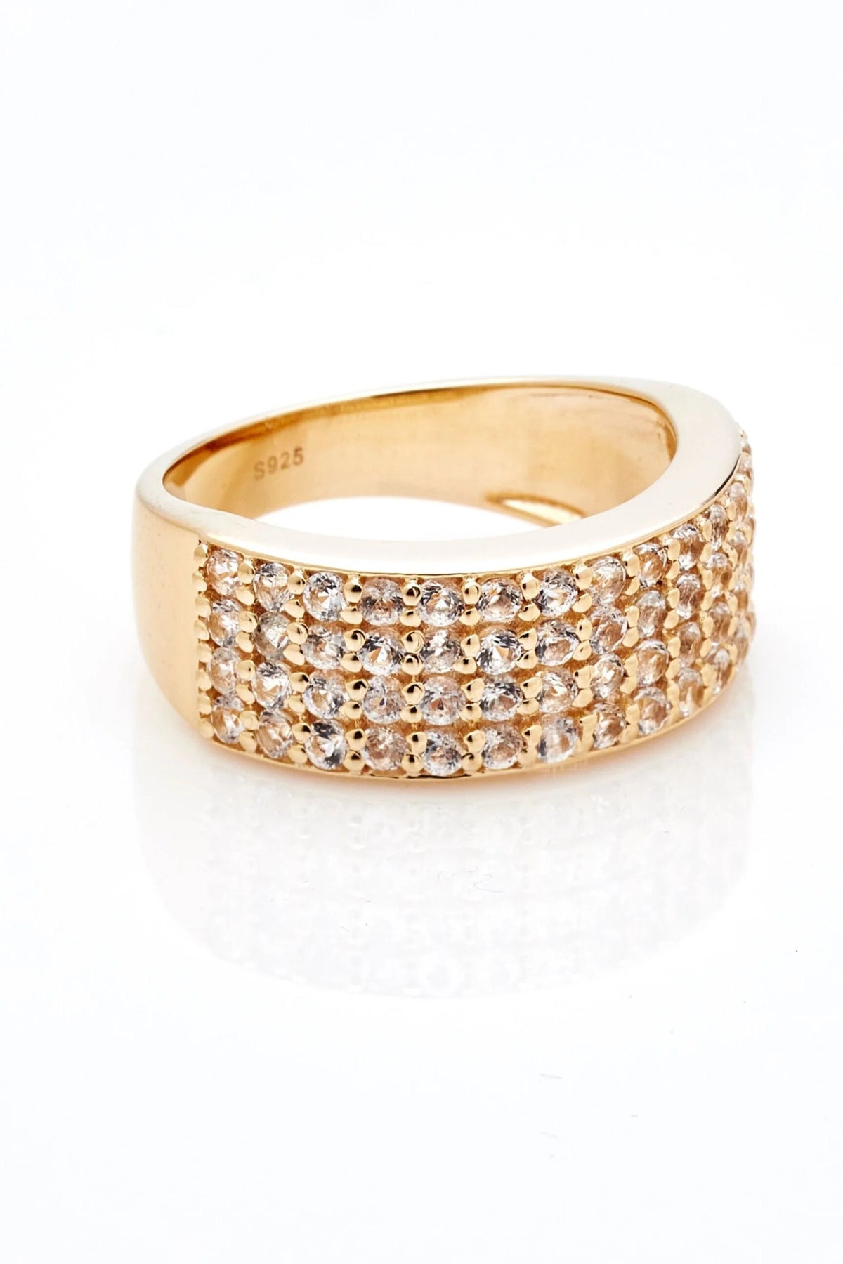 Silk &amp; Steel Luminosa Ring - White Topaz / Gold