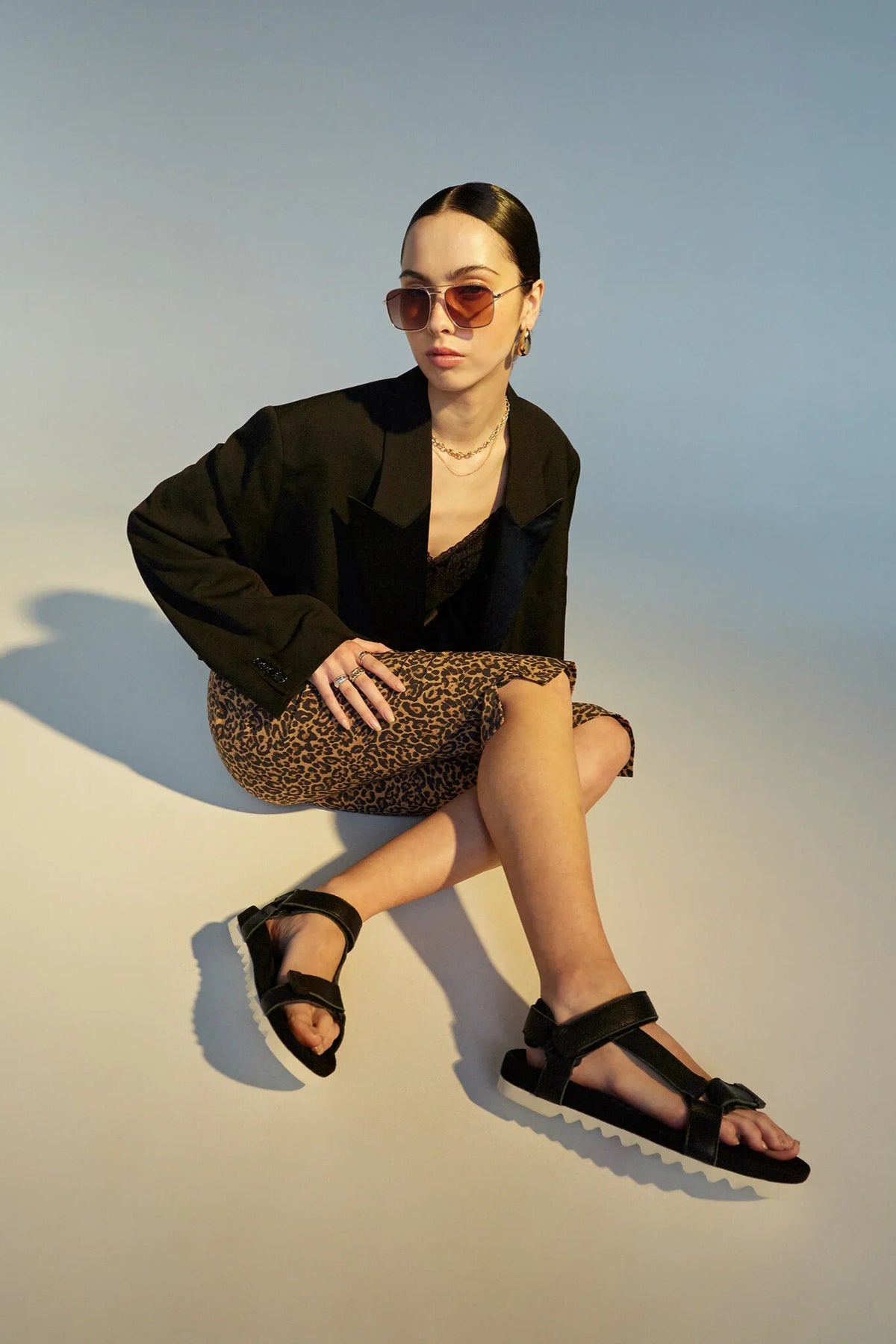 Rollie Sandal Tooth Wedge - Black