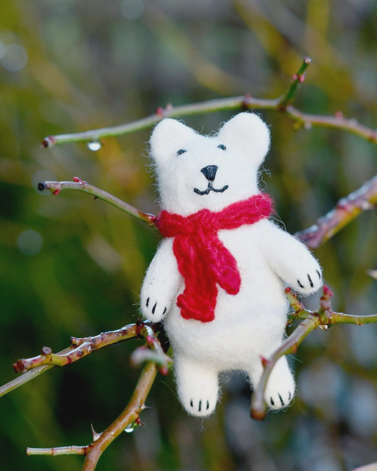 Felt Christmas Decoration - Polar Bear with Red Scarf