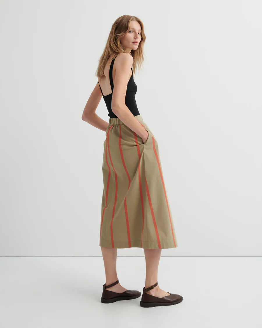 Kowtow Fold Skirt - Nasturtium Stripe