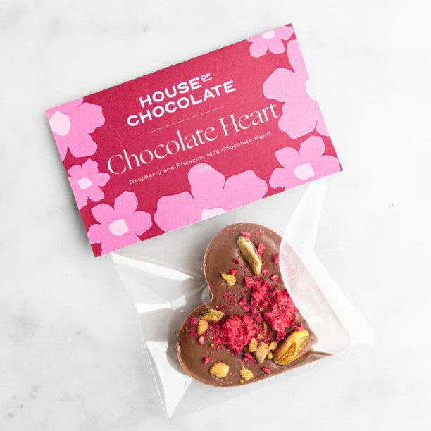 House of Chocolate Pistachio & Raspberry Milk Chocolate Heart