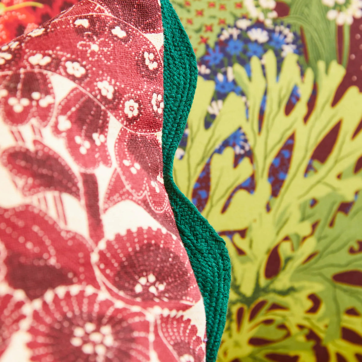 Sage x Clare Lucia Embroidered Cushion - Crimson