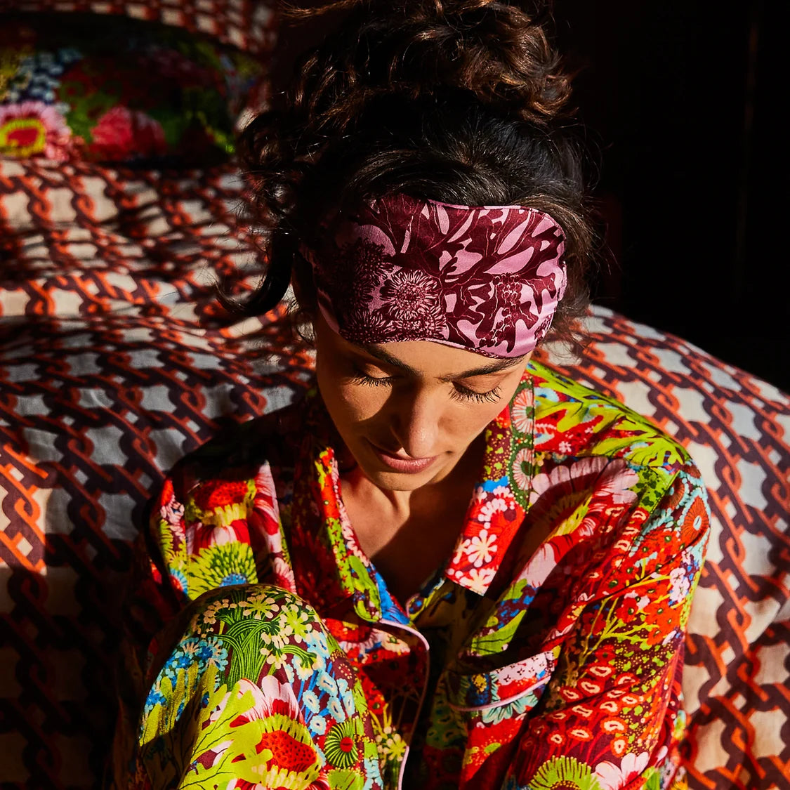 Sage and Clare Delphine Silk Eye Mask - Orchid