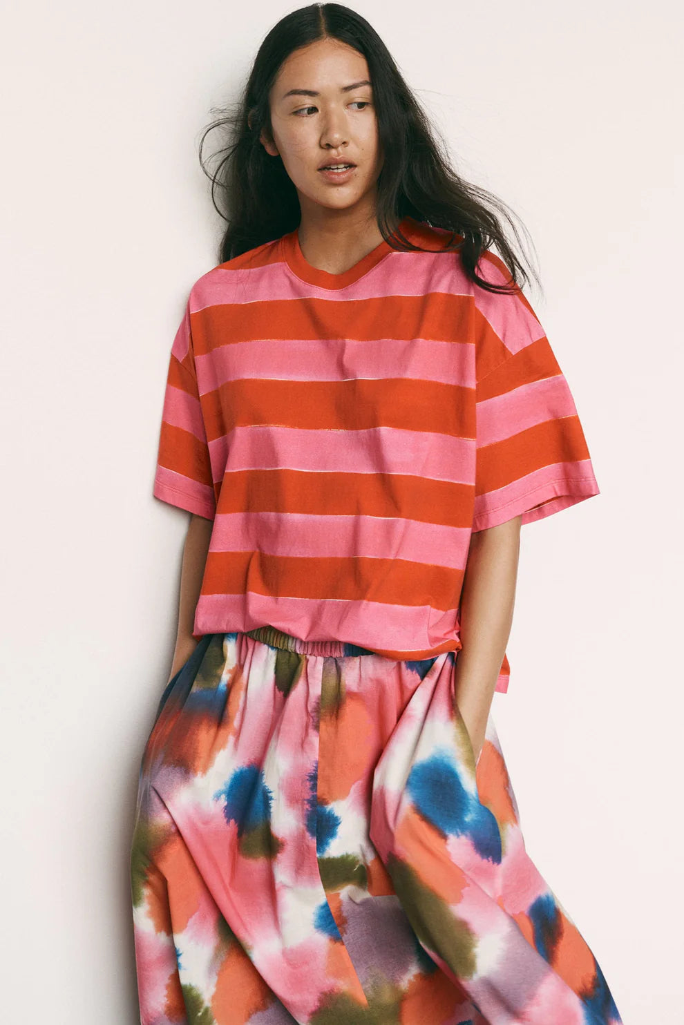 Kowtow Oversized Boxy Tee - Painted Stripe