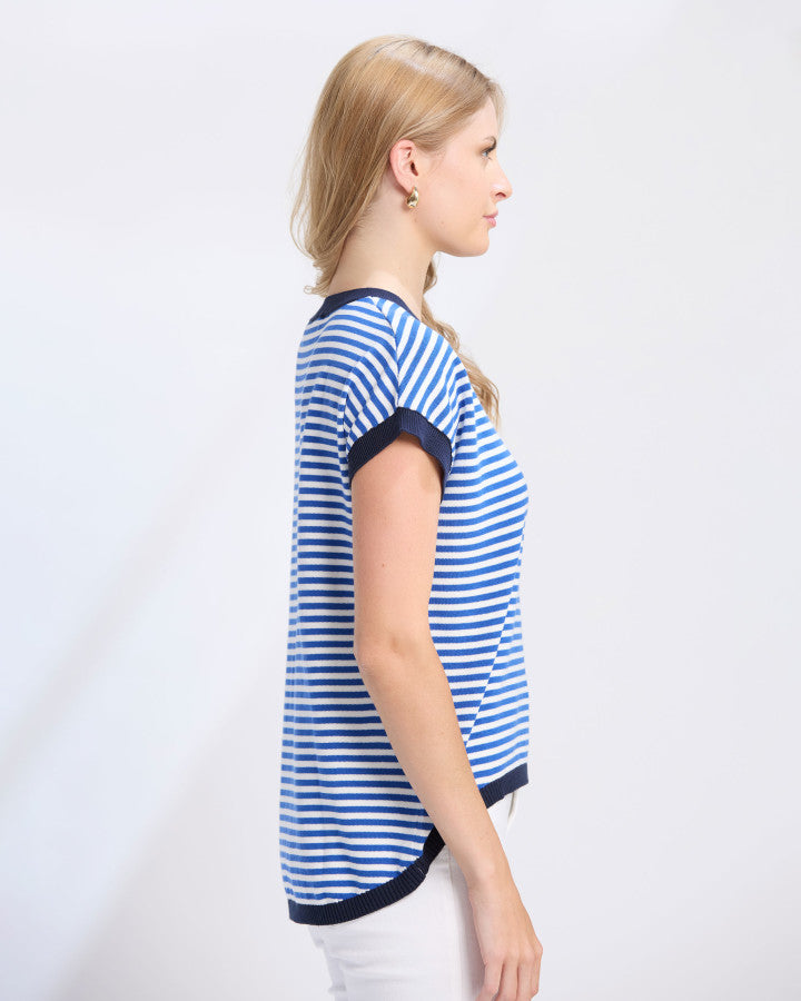 Stella and Gemma Laneway Top - Cobalt Stripe