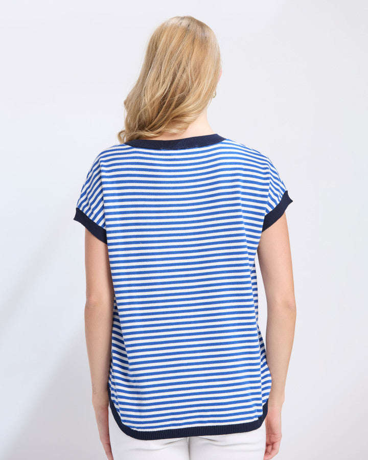 Stella and Gemma Laneway Top - Cobalt Stripe