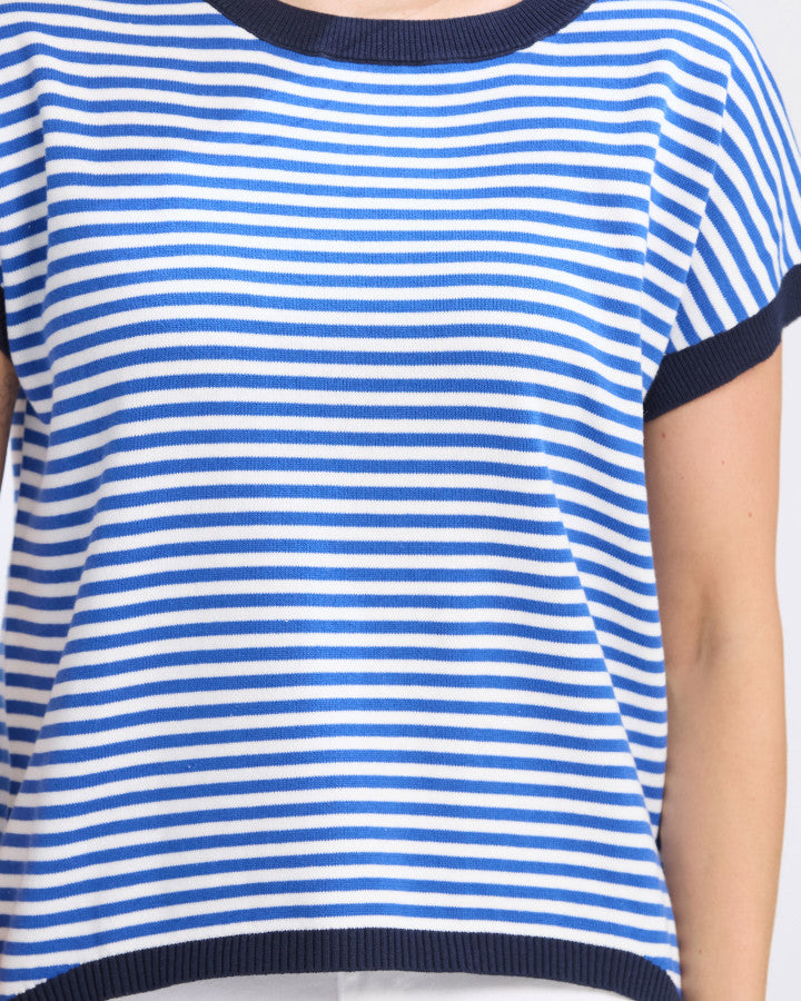 Stella and Gemma Laneway Top - Cobalt Stripe