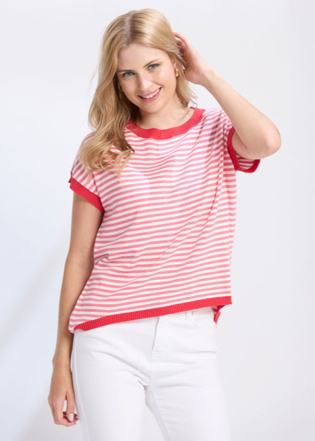 Stella and Gemma Laneway Top - Pink Stripe