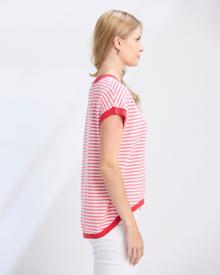 Stella and Gemma Laneway Top - Pink Stripe