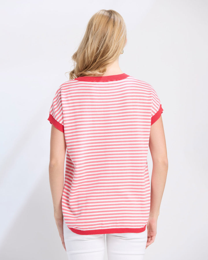 Stella and Gemma Laneway Top - Pink Stripe