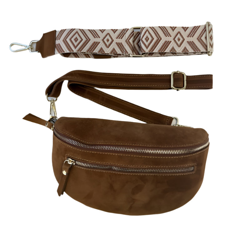 lauren vidal elda suede double zip bag