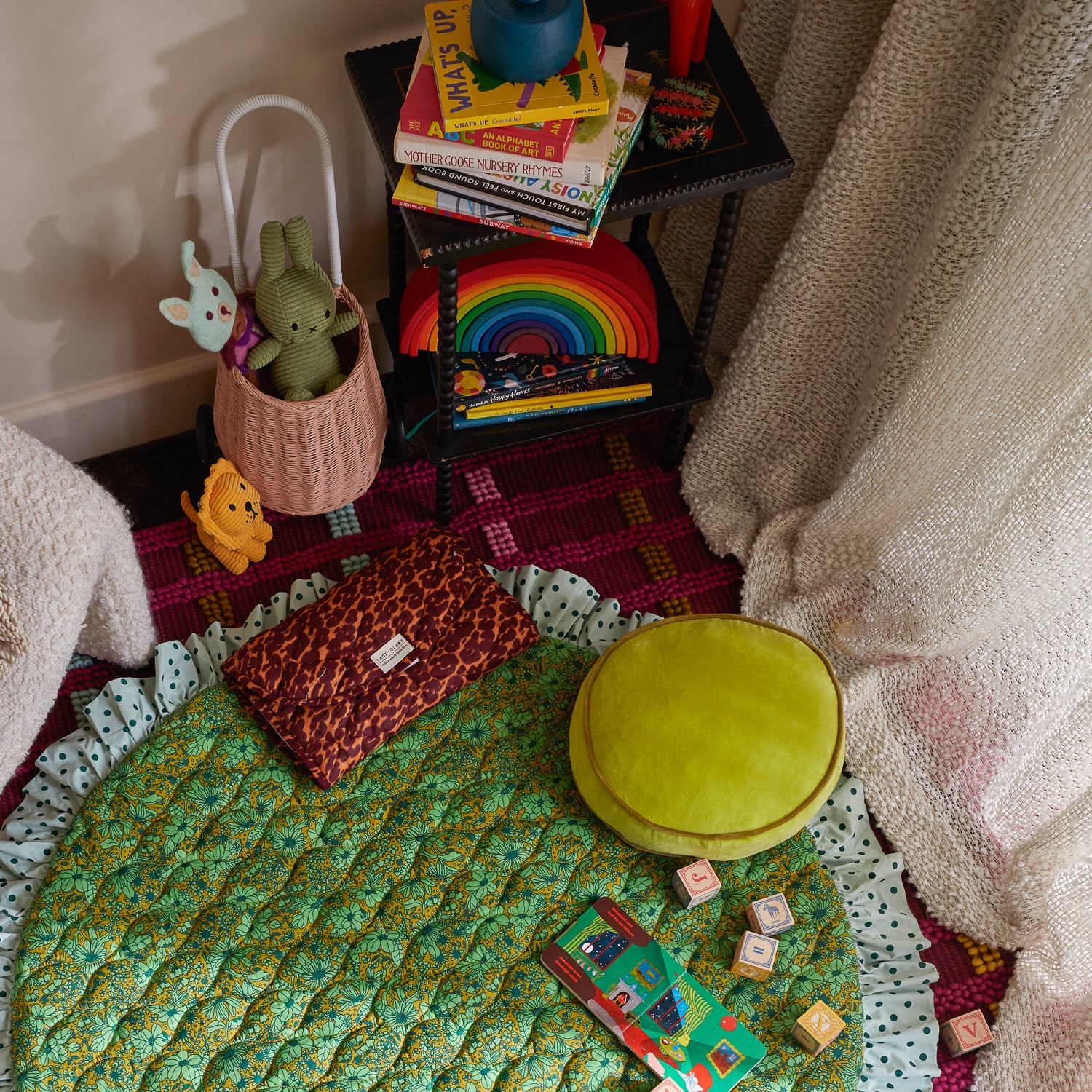 Sage and Clare Castilo Round Velvet Cushion - Chartreuse