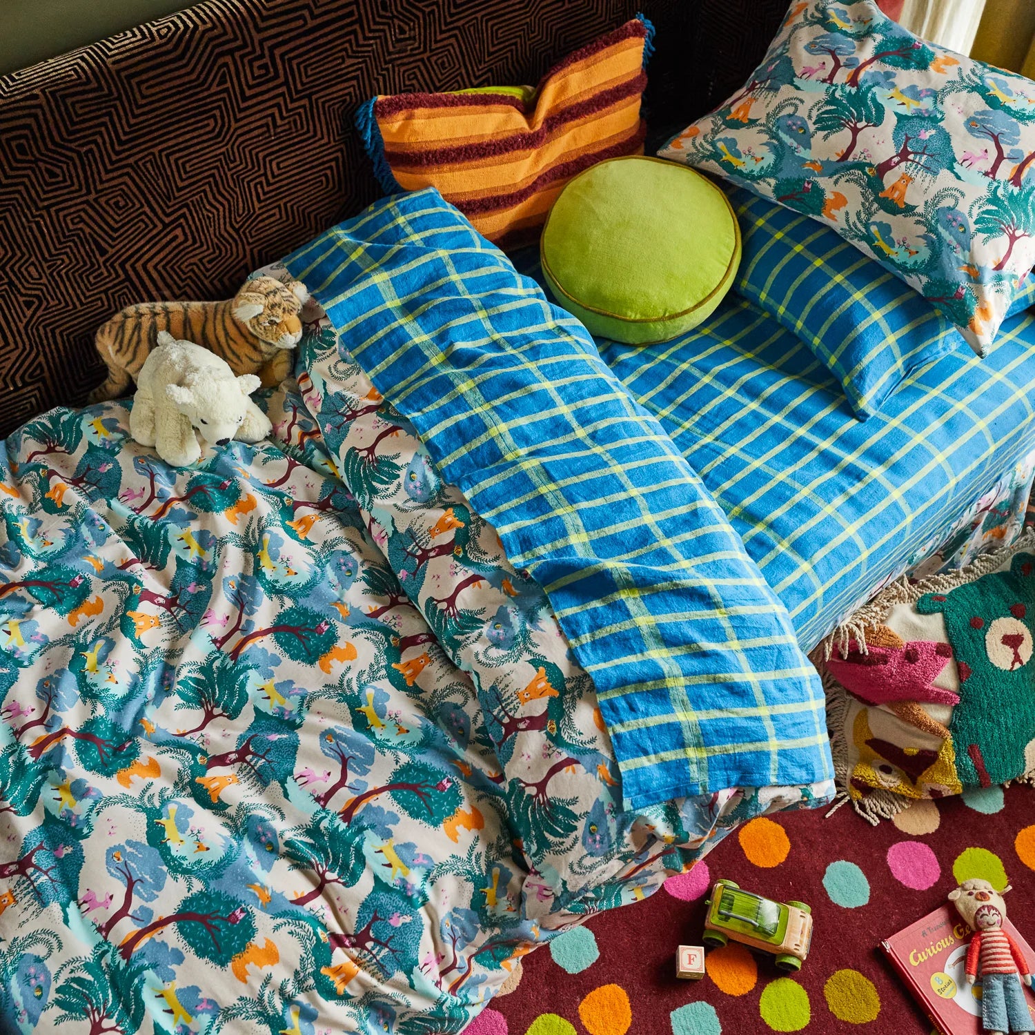 Sage and Clare Castilo Round Velvet Cushion - Chartreuse