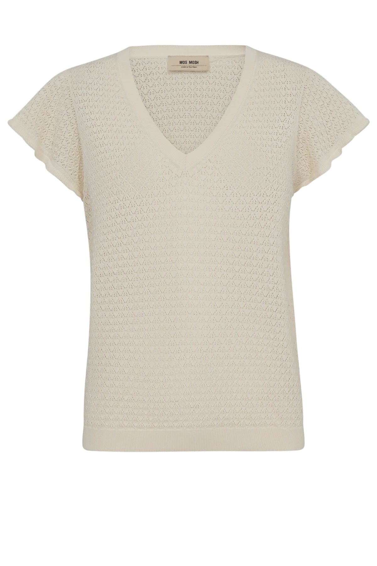 Mos Mosh Ganna Pattern V Neck Knit - Ecru