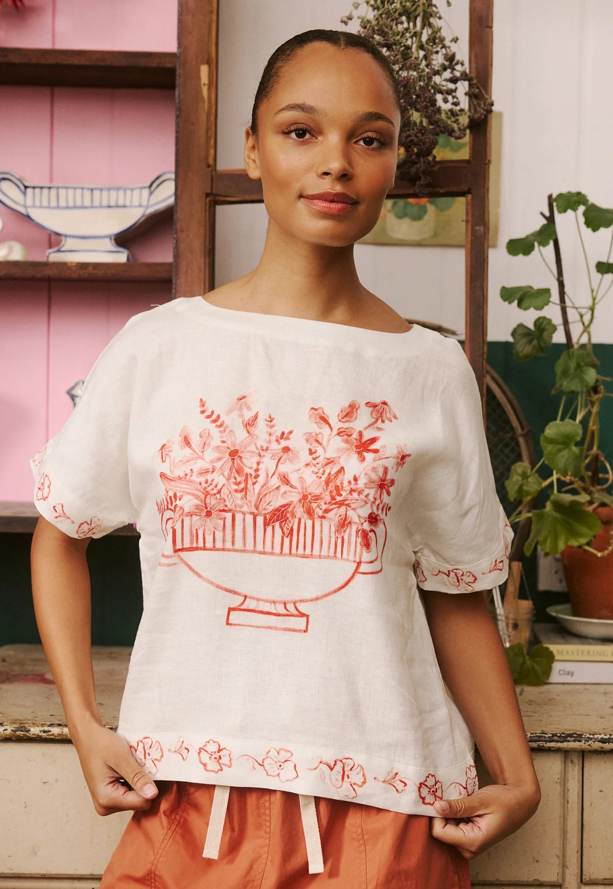 Nancybird Dolman Top - Red Vase