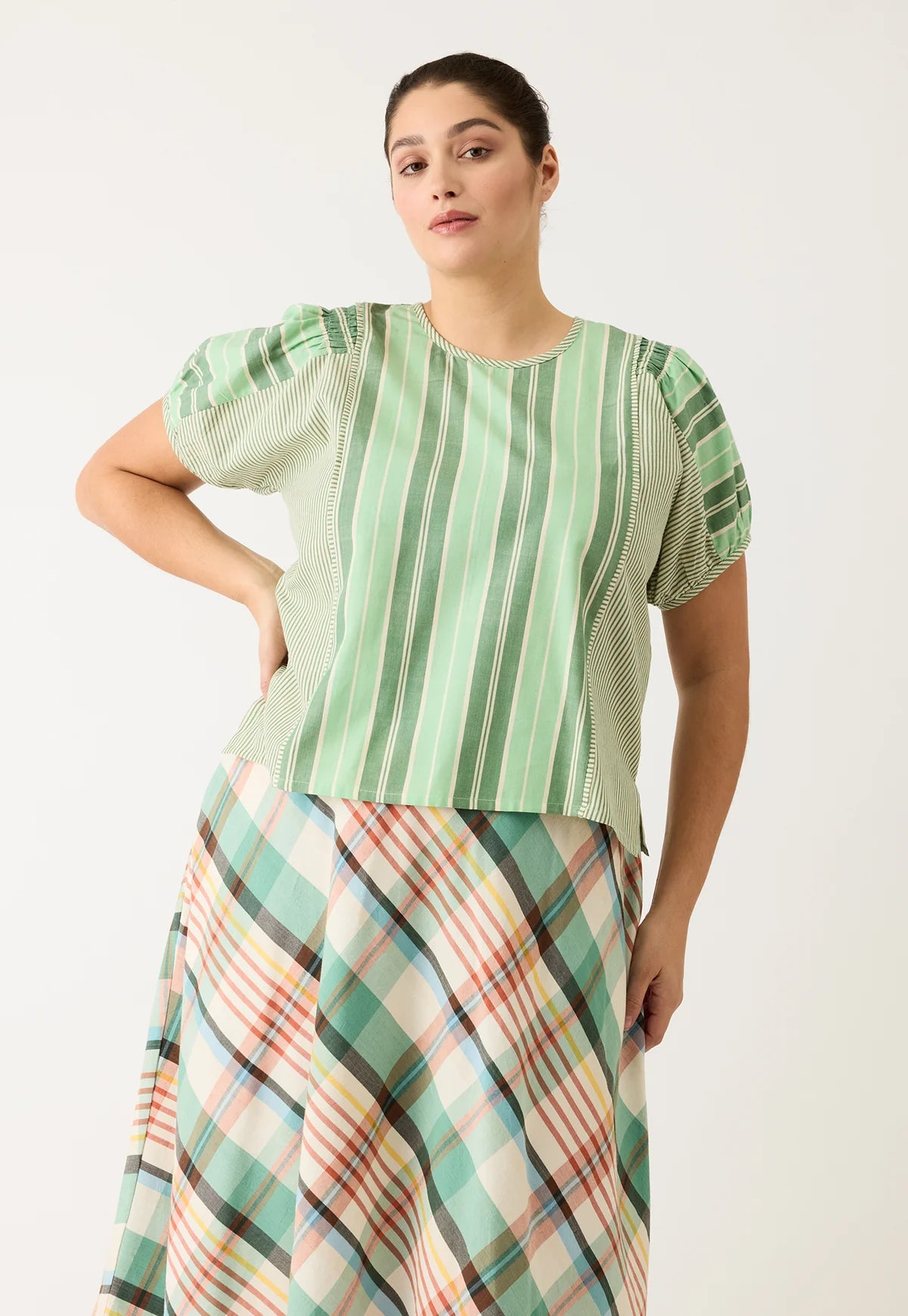 Nancybird Jolene Top - Green Stripes