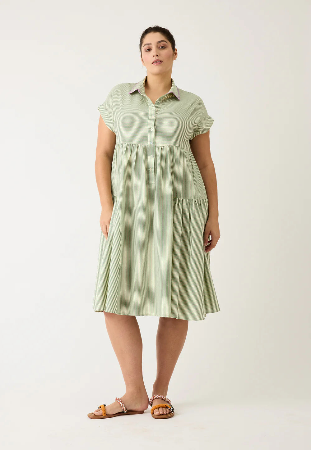 Nancybird Maja Dress -Green Stripe