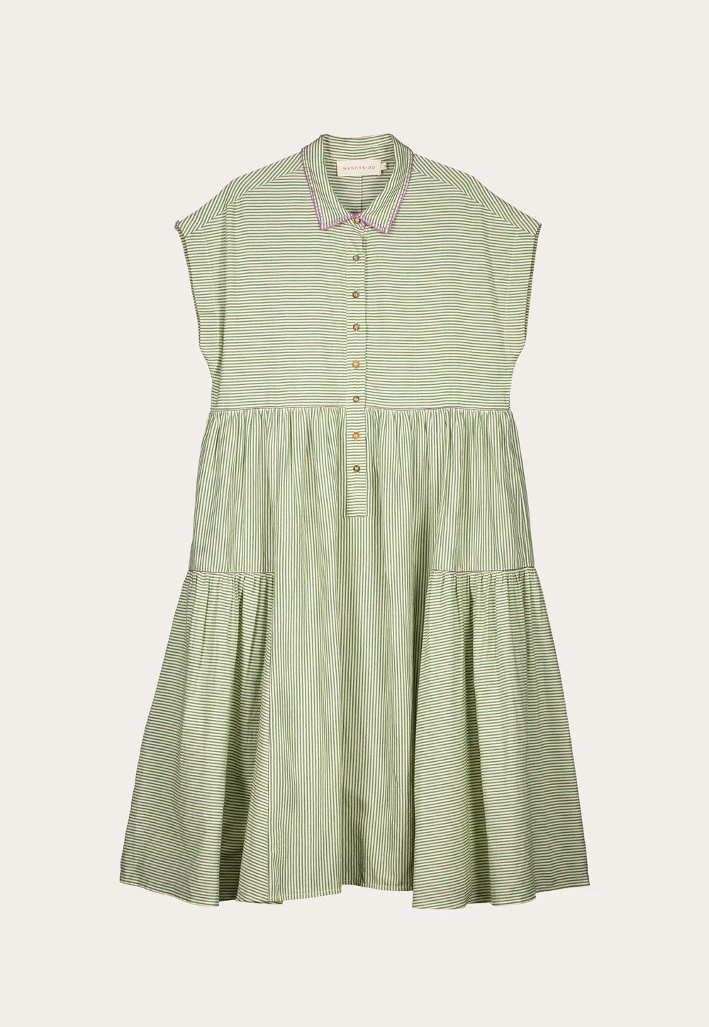 Nancybird Maja Dress -Green Stripe