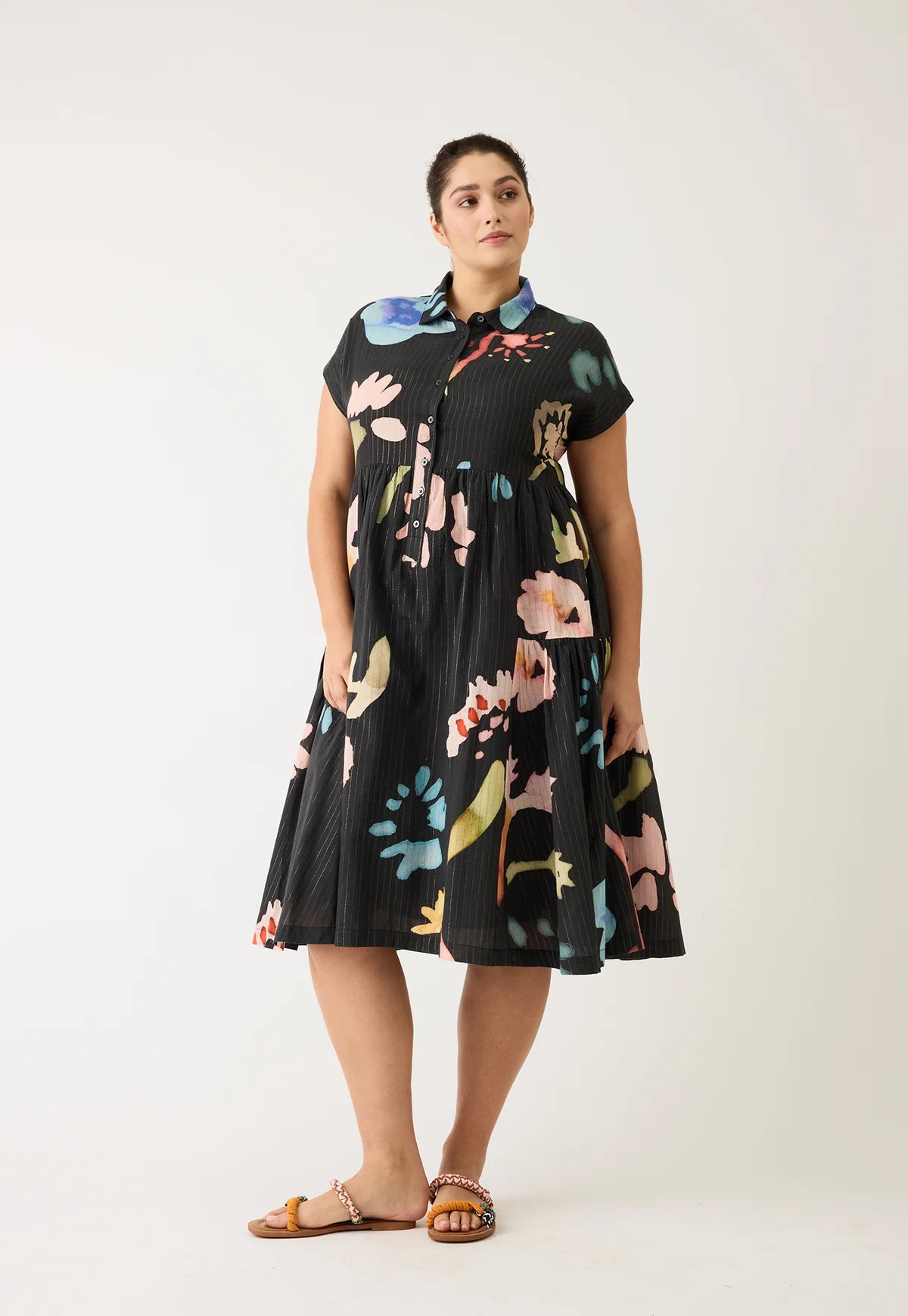 Nancybird Maja Dress - Watercolour Charcoal