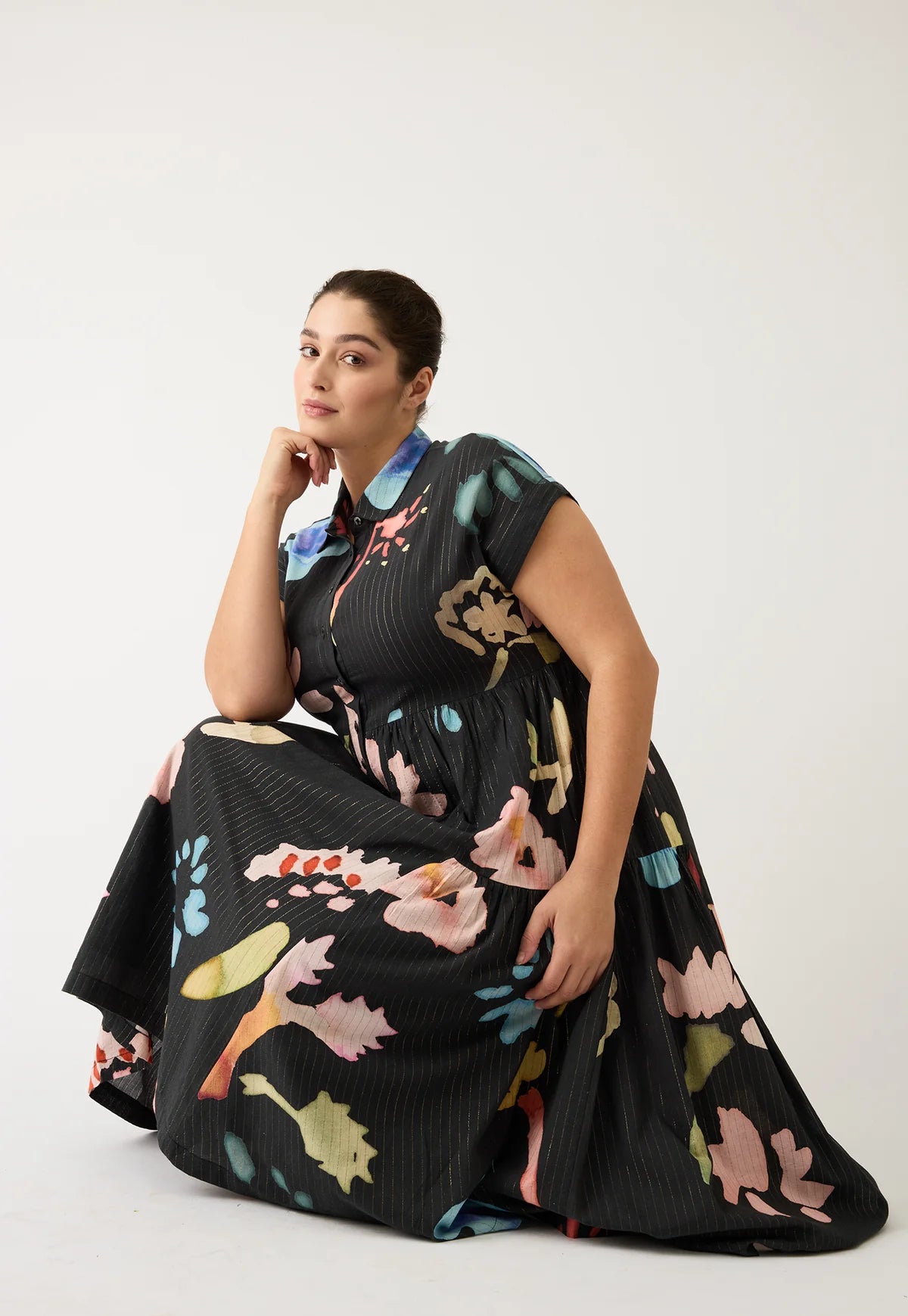 Nancybird Maja Dress - Watercolour Charcoal